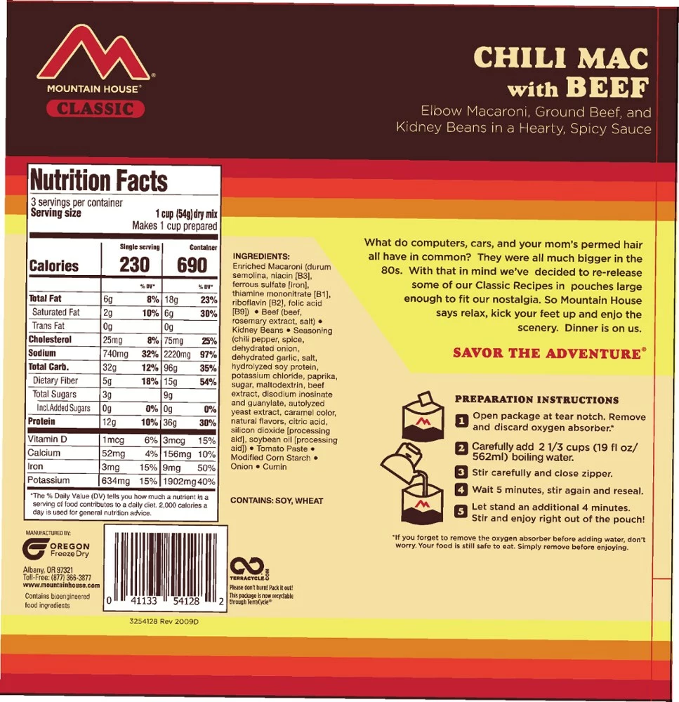 Mountain House Classic Chili Mac with Beef - 3 Servings 4 Mountain House Classic Chili Mac with Beef - 3 Servings - Image 2