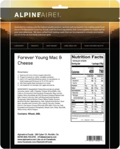 AlpineAire Foods Forever Young Mac & Cheese - 1 Serving -Camp Kitchen Sales Store 0c293cdb 9e7e 4a30 b622 b29f109cd9b7