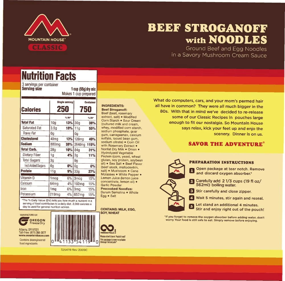 Mountain House Classic Beef Stroganoff - 3 Servings 4 Mountain House Classic Beef Stroganoff - 3 Servings - Image 2