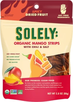 SOLELY Organic Dried Mango Strips with Chili and Salt