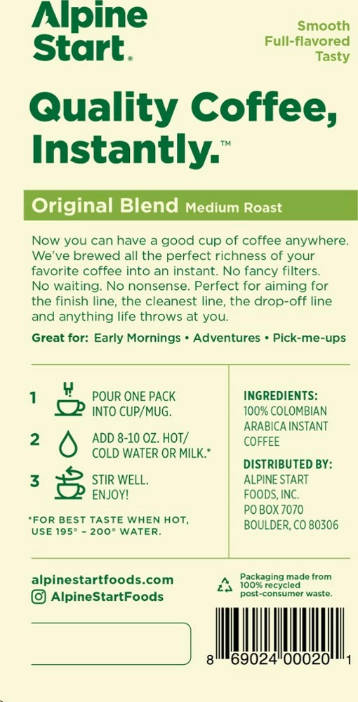 Alpine Start Instant Coffee - Package of 8 6 Alpine Start Instant Coffee - Package of 8 - Image 4