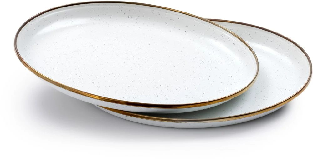 Barebones Enamelware Plates - Package of 2 - Eggshell 3 Barebones Enamelware Plates - Package of 2 - Eggshell