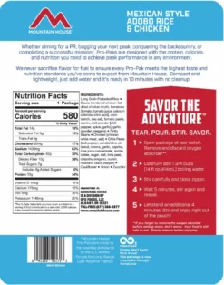 Mountain House Mexican Style Adobo Rice and Chicken Pro-Pak - 1 Serving - None 7 Mountain House Mexican Style Adobo Rice and Chicken Pro-Pak - 1 Serving - None -Camp Kitchen Sales Store 933cc6f2 579f 4e9f a474 044fd349c553