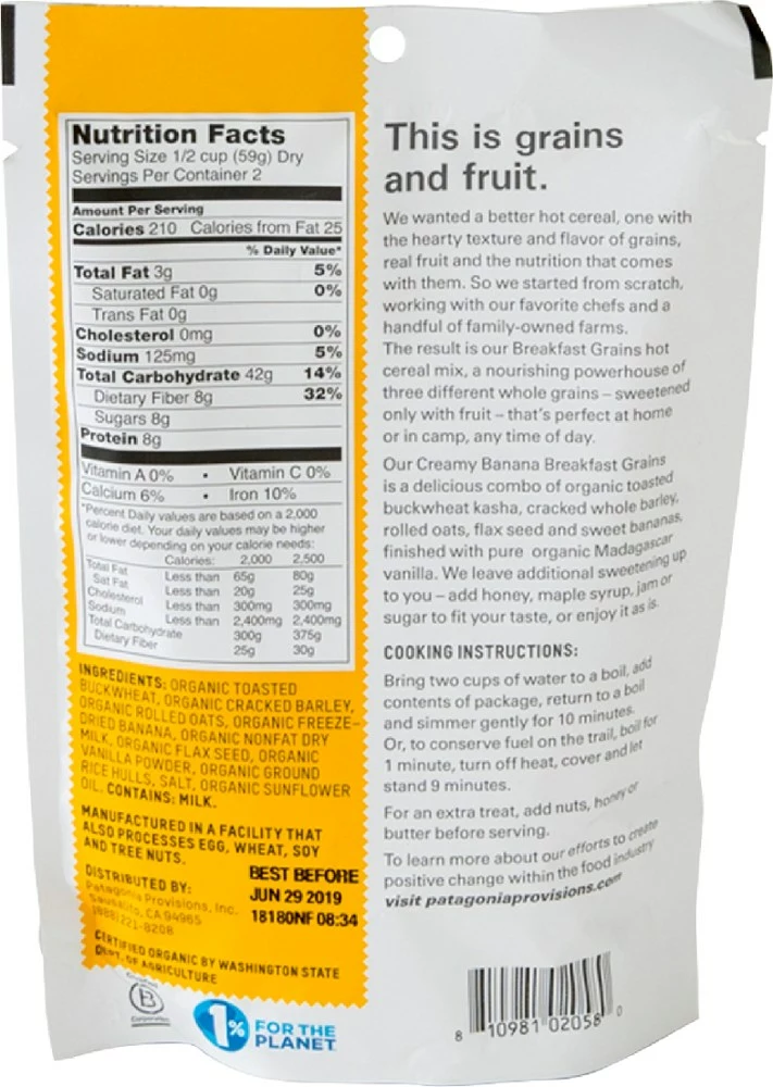 Patagonia Provisions Organic Breakfast Grains - 2 Servings 4 Patagonia Provisions Organic Breakfast Grains - 2 Servings - Image 2