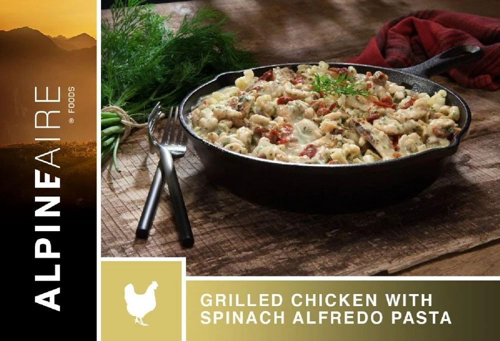 AlpineAire Foods Grilled Chicken with Spinach Alfredo Pasta - 1 Serving 4 AlpineAire Foods Grilled Chicken with Spinach Alfredo Pasta - 1 Serving - Image 2