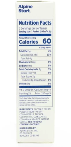 Alpine Start Instant Coconut Creamer Latte - Package of 5 12 Alpine Start Instant Coconut Creamer Latte - Package of 5 -Camp Kitchen Sales Store cd6fcca8 ab57 4595 bdef d86a0324de4a