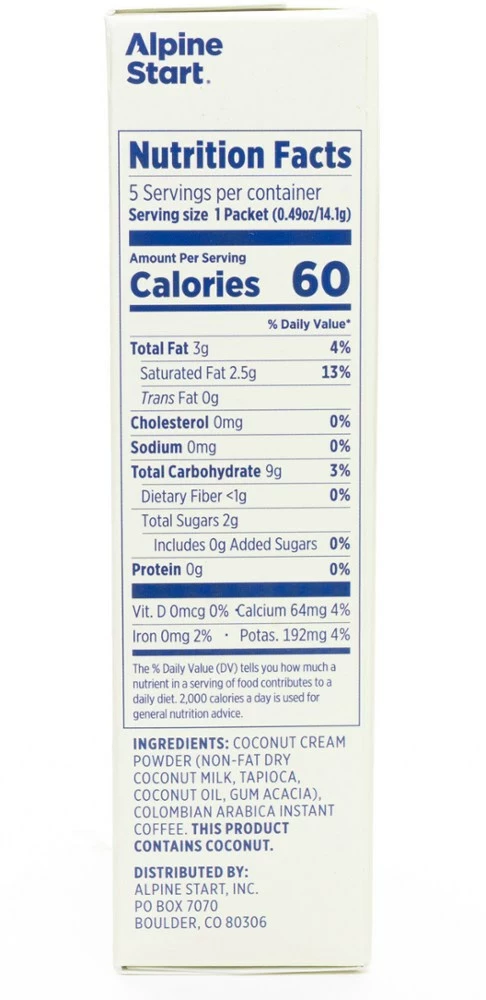 Alpine Start Instant Coconut Creamer Latte - Package of 5 5 Alpine Start Instant Coconut Creamer Latte - Package of 5 - Image 3